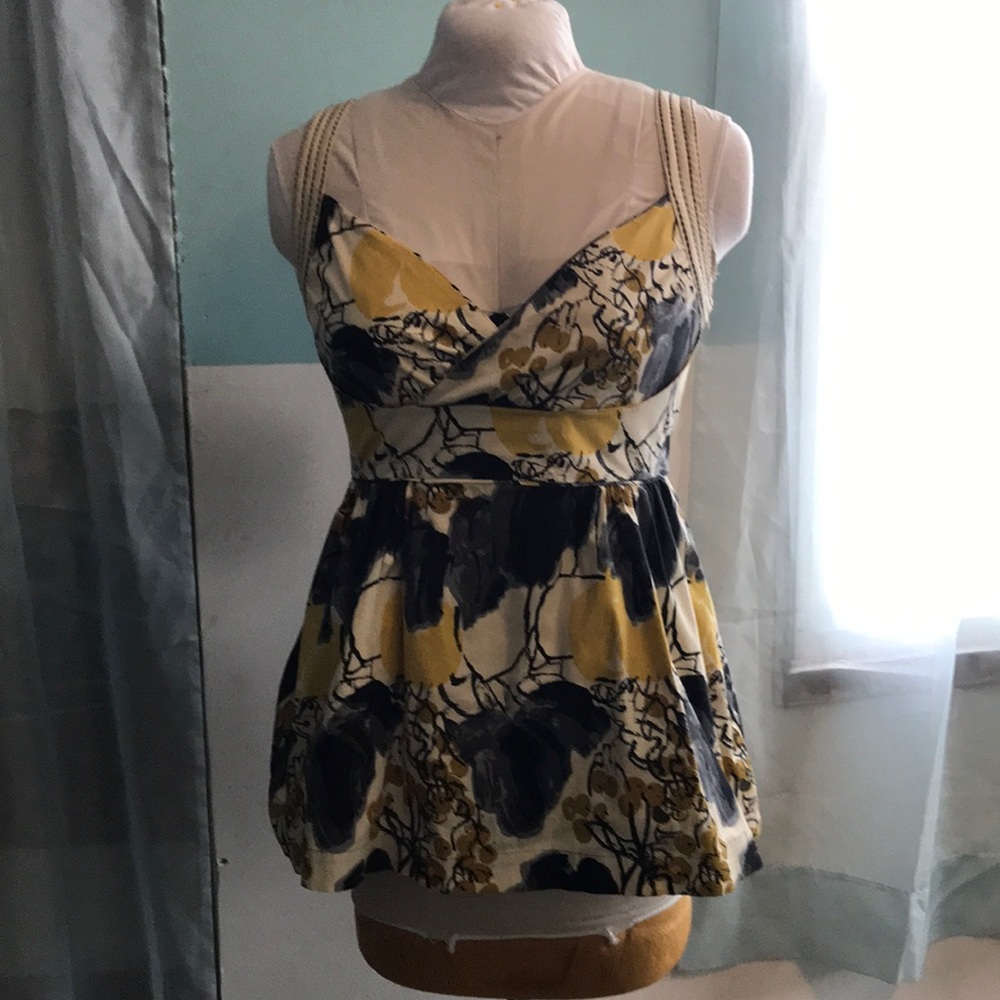 Cotton multi print tank with tie back.